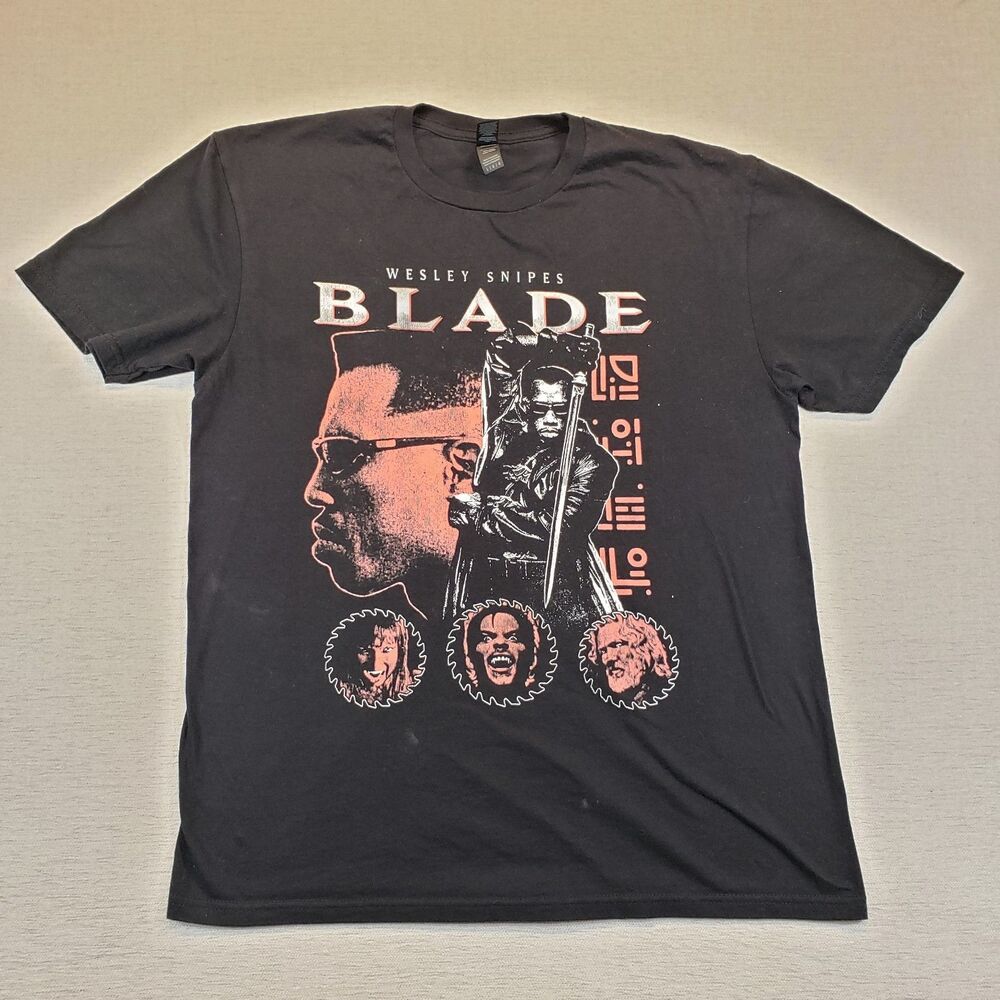 Blade Wesley Snipes Large T Shirt Black Marvel Movie Vampire Graphic Tee Comic